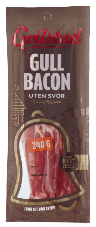 Gullbacon u/Svor skivet 240g Grilstad