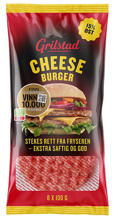 Cheeseburger 8x100g Grilstad