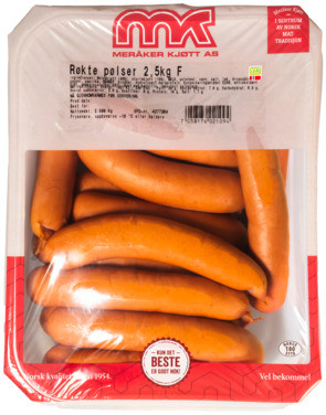 Røkte Pølser 2,5 kg Meråker Kjøtt As