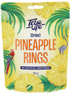 Tørket Ananasringer 70g True Life