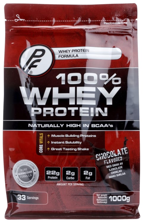 Whey Protein 100% Sjokolade 1kg Pf