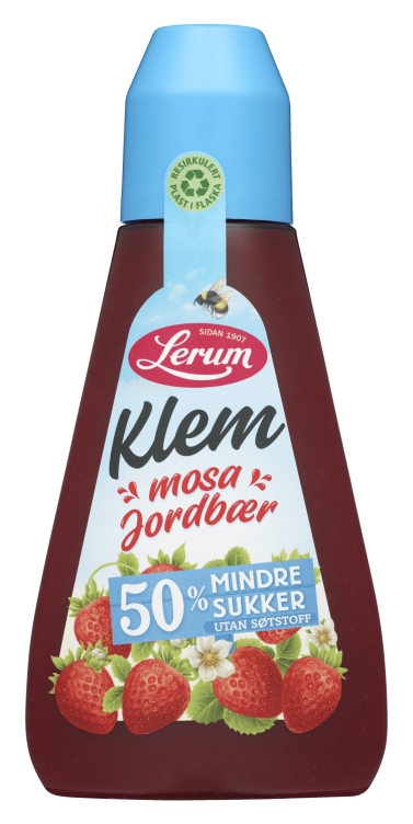 Jordbærsyltetøy Klem Mindre Sukker 380g Lerum