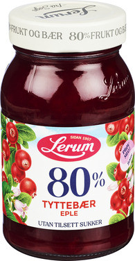 80% Tyttebær-eple Utan Tilsett Sukker 340g Lerum