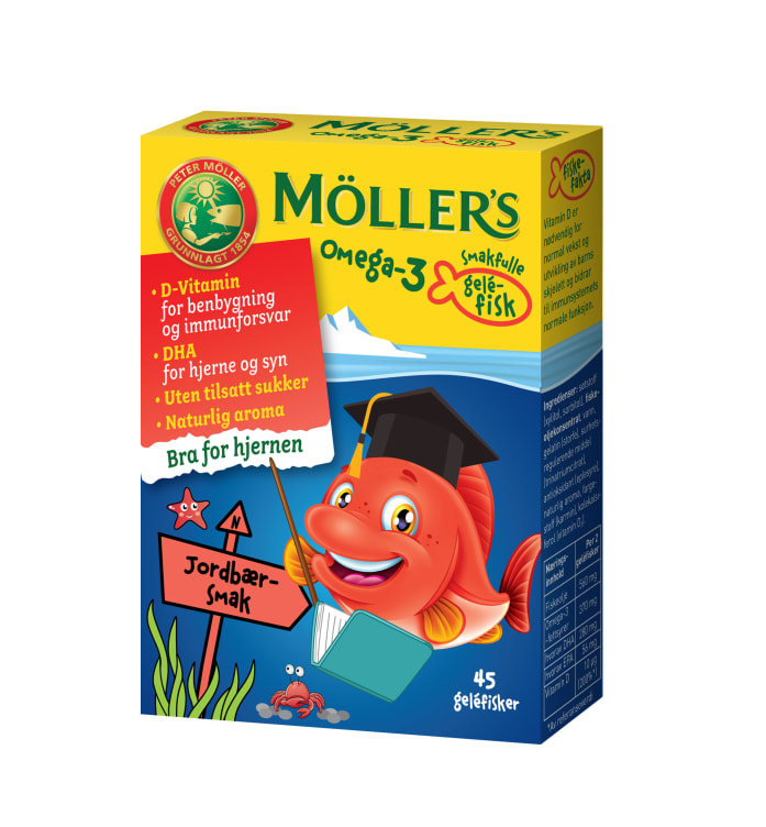 Möller's Omega-3 Geléfisk Jordbær 45 stykk