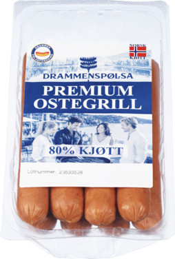 Drammenspølsa m/ost 600g