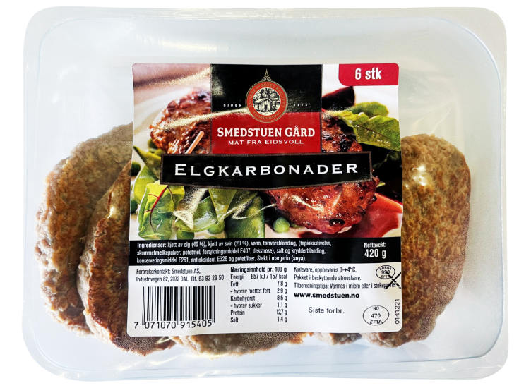Elgkarbonader 420g Smedstuen