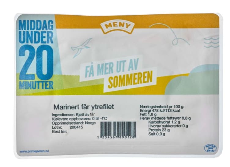 Fårefilet Rødvinsmarinert 150g Prima Jæren