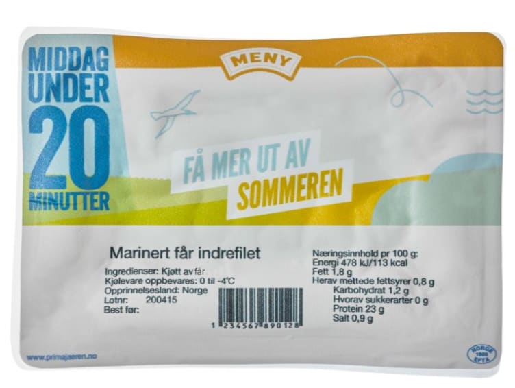 Sau/Lam Indrefilet Sitron/Timian 90g Prima Jæren