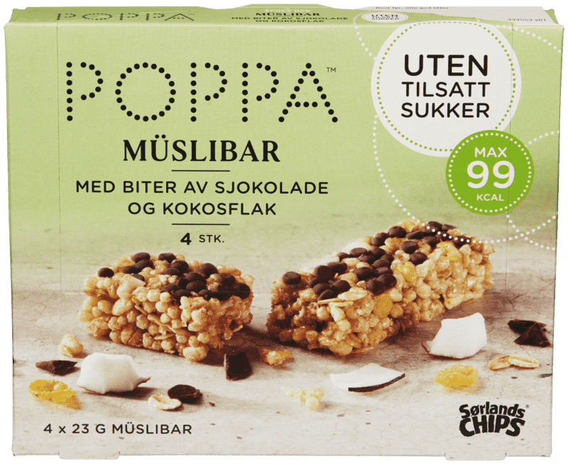 Poppa Müslibar Kokos/Sjokolade 4x23g