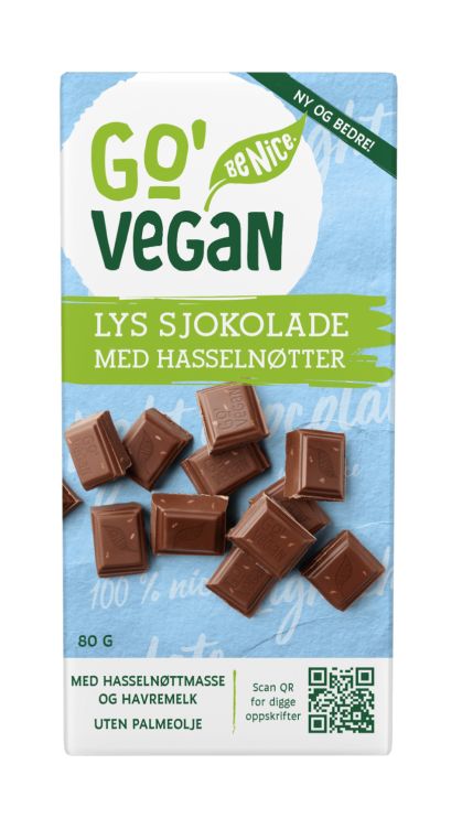Go'Vegan Sjokolade med Hasselnøtter 80g