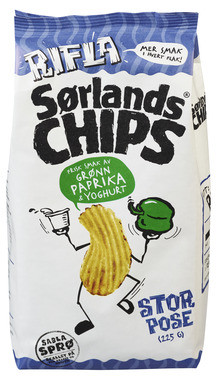 Sørlandschips Rifla Grønn Paprika & Yoghurt 225g