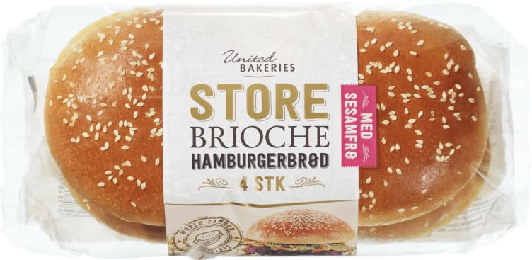 Hamburgerbrød Brioche m/Sesam 4stk 310g