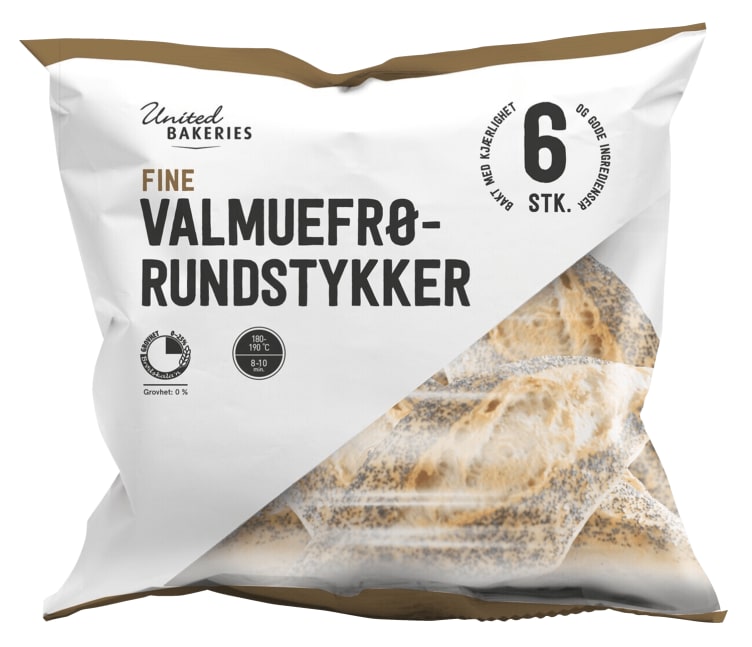 Gourmetrundstykker m/Valmuefrø 6pk 480g United Bak.