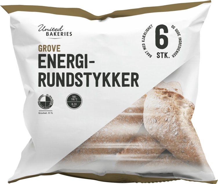 Energirundstykker Grove 6pk 480g United Bakeries