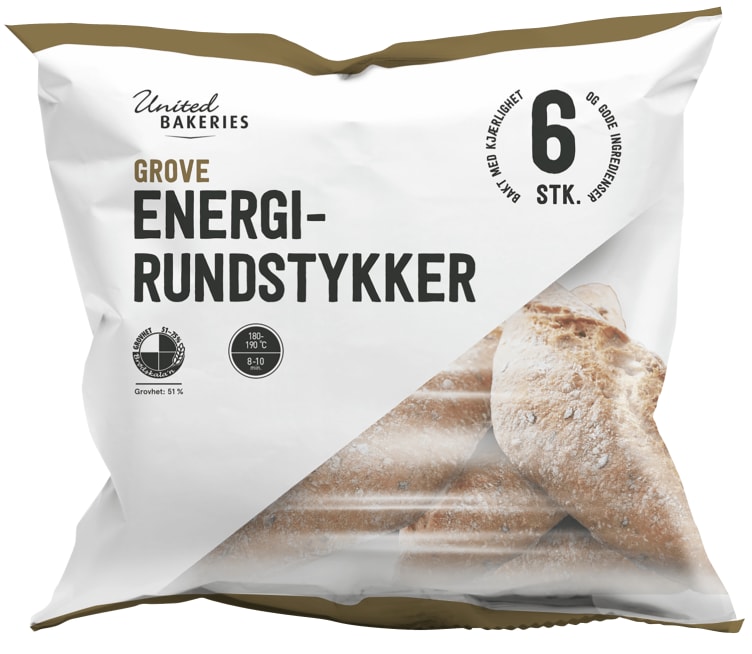 Energirundstykker Grove 6pk 480g United Bakeries