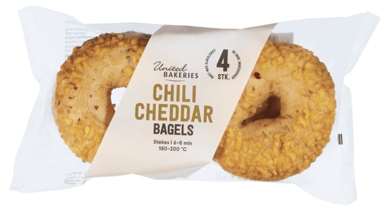 Bagels Chili/Cheddar 4pk 480g United B.