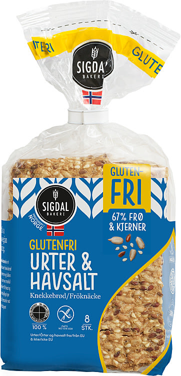 Knekkebrød Urter&Havsalt Gl.Fri 190g Sigdal