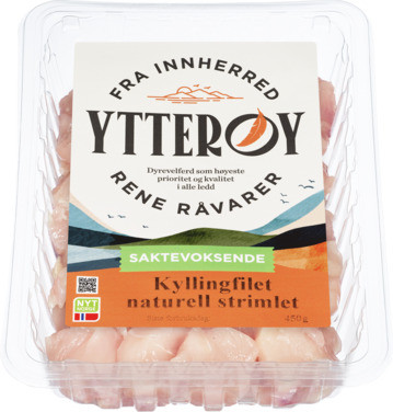 Kyllingfilet Naturell Strimlet 450g Ytterøy