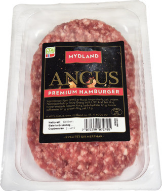 Angus Premium Hamburger 2 X 165g Fersk Mydland