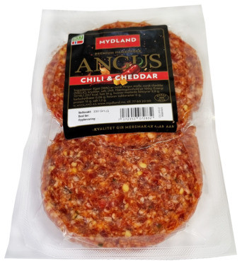 Angusburger Chili & Cheddar 2x165g Frys Mydland