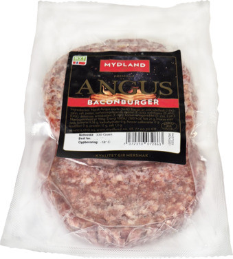 Angusburger med Bacon 2 X 165g Fersk Mydland