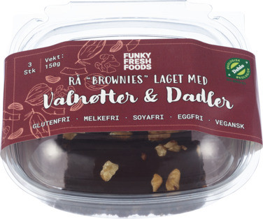3pk Rå Kake, Brownies Valnøtter og Dadler 150g Vegansk, Glutenfri, Økologisk