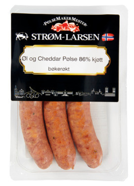 Øl og Cheddar Pølse 300g Strøm-larsen