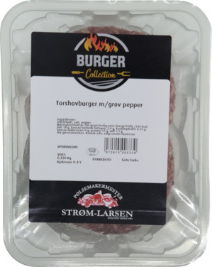 Torshovburger m/Grov Pepper 2pk 320g Strøm-larsen