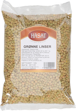 Grønne Linser 1kg Hasat