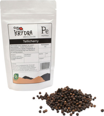 Tellicherrypepper, 100gr Hel, Økologisk Krydra