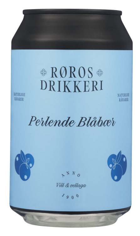 Perlende Blåbær 0,33l boks Røros Mineralvann