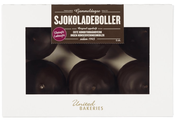 Sjokoladeboller Gammeldagse 6stk United Bakeries