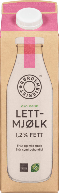 Lettmjølk 1,2% Økologisk 1l Røros