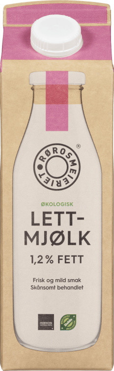 Lettmjølk 1,2% Økologisk 1l Røros