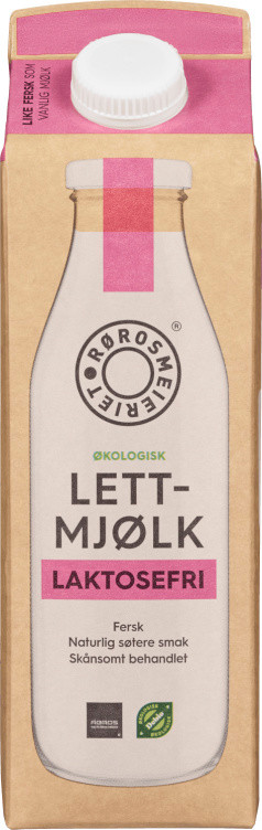 Lettmjølk Fersk 1,2% Laktosefri Økol 1l Røros