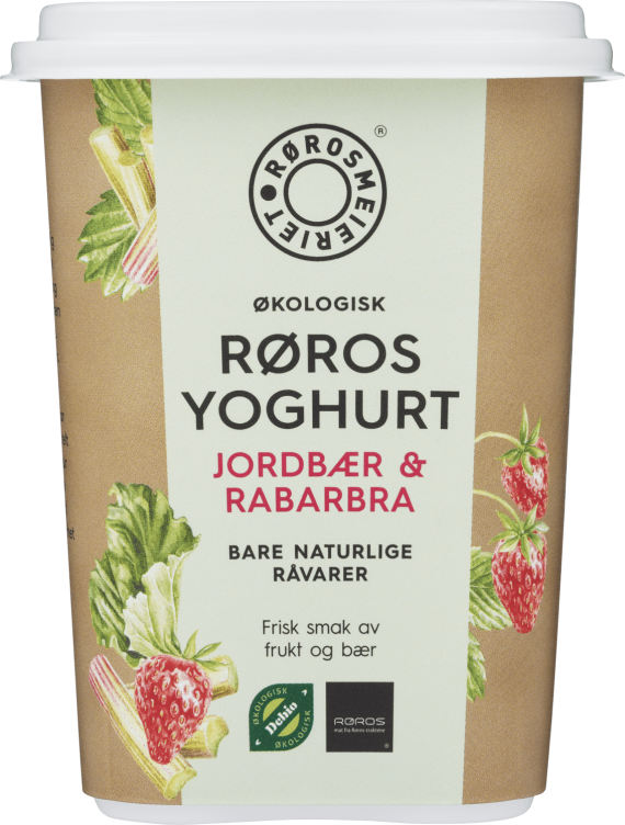 Røros Yoghurt Jordbær&Rabarbra Økologisk 470g