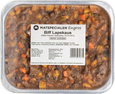 Biff Lapskaus, 2500g, Frossen, Matspecialen Engros