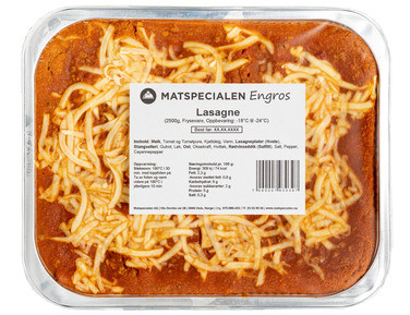 Lasagne, 2500g, Frossen, Matspecialen Engros
