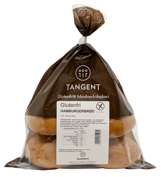 Hamburgerbrød glutenfri 350g Tangent