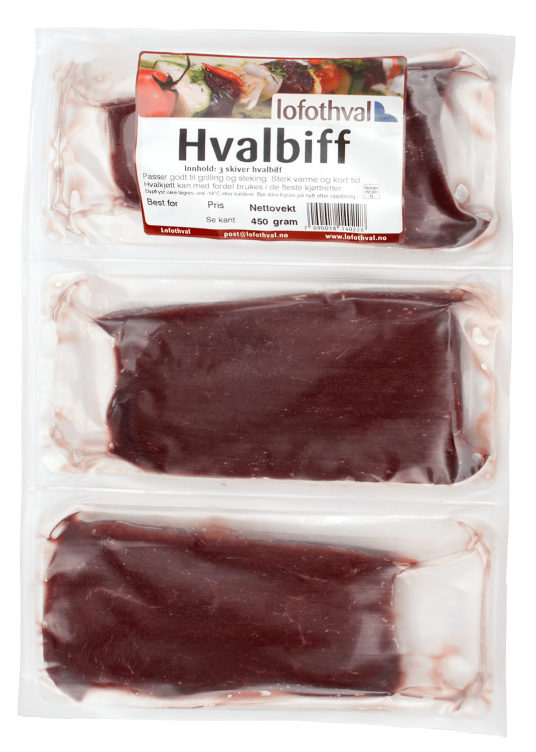 Hvalbiff skiver Frys 450g Lofothval