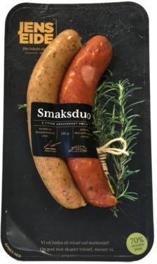 Duo Nordisk Urtepølse og Jaktpølse 230g Jens Eide