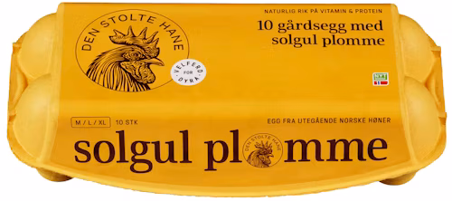 Solgule Egg Fra Frittgående Høner Str M/L/XL, 10 stk