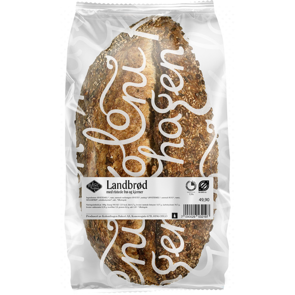 Landbrød med frø og kjerner Økologisk 630g Kolonihagen