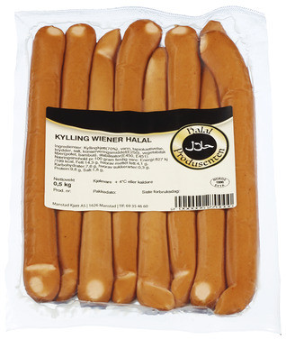 Halalpr Kylling Wiener Halal 500g Halal Produsenten
