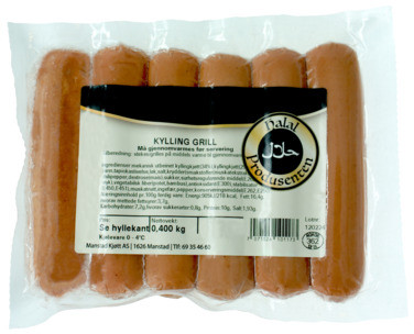 Grillpølser Kylling Halal Produsenten 400g
