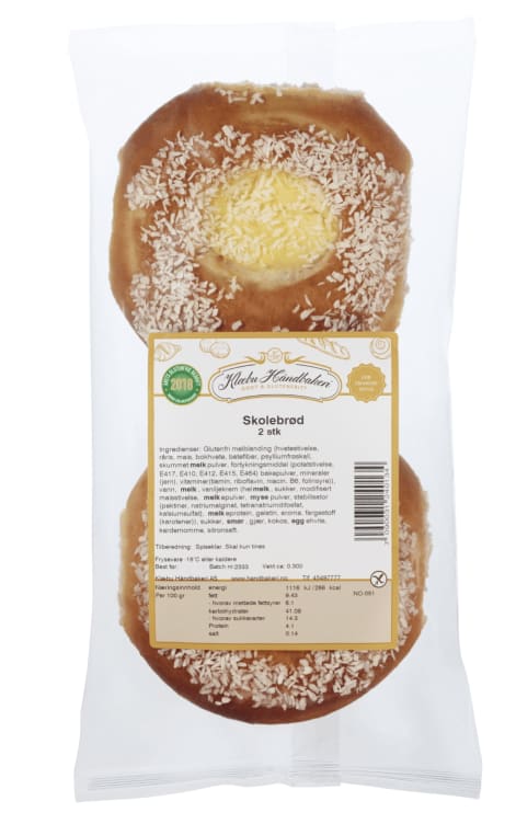 Skolebrød glutenfri 2stk 300g Klæbu