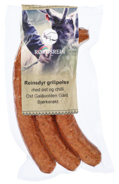 Reinsdyr Grillpølse m/Ost & Chili Bjørkerøkt 300g Frys