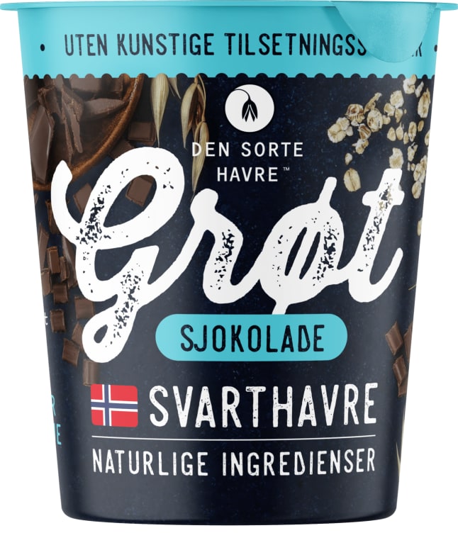 Havregrøt Beger m/Sjok.65g Den Sorte Havre