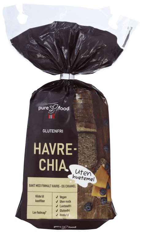 Havre-Chia Skåret glutenfri 500g Pure Food