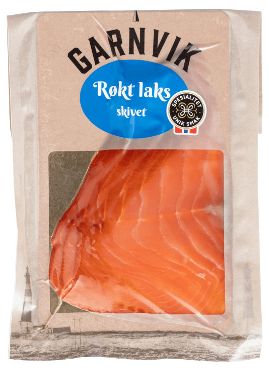 Laks Kaldrøkt skivet 100g Garnviks Røkeri